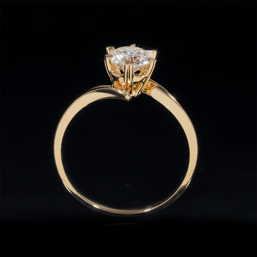 Alliance de fiancailles solitaire diamant laboratoire 1CT – Image 3