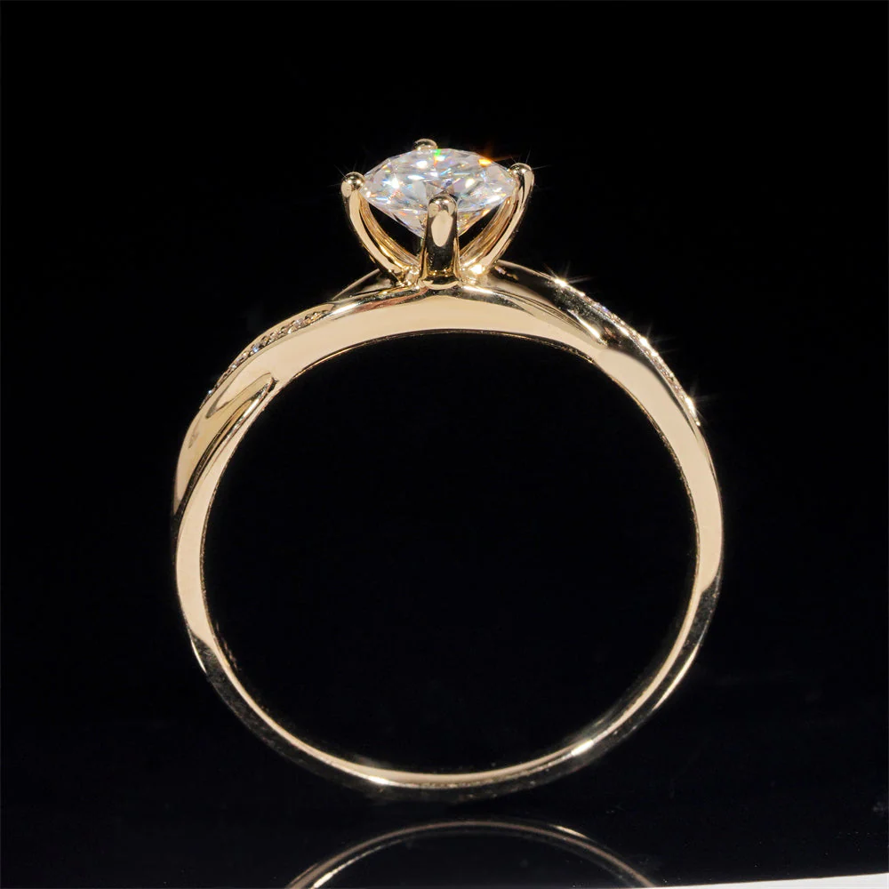 Alliance de fiancailles solitaire pavé diamant laboratoire 1CT – Image 3