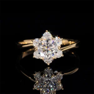 Alliance de mariage fleur diamant naturel 1 CT