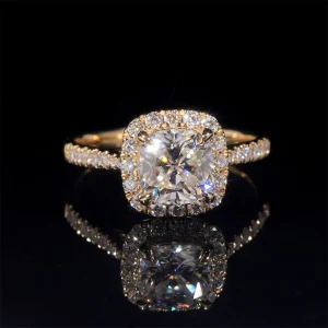 Alliance de mariage solitaire entouré pavé diamant laboratoire 1 CT