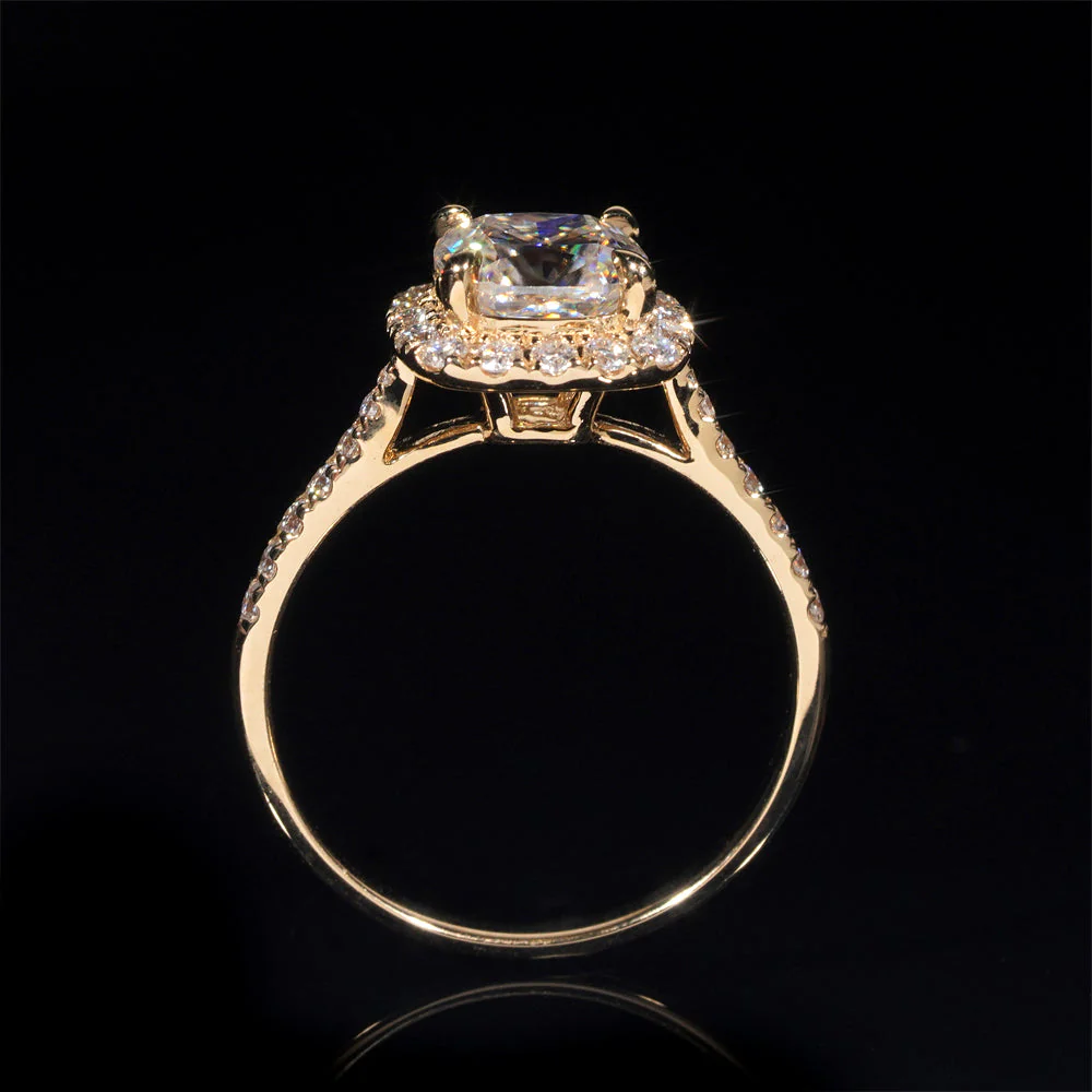 Alliance de mariage solitaire entouré pavé diamant moissanite 1 CT