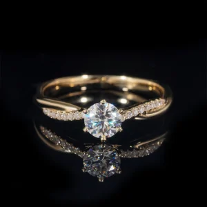 Alliance de mariage solitaire pavé diamant laboratoire 1CT