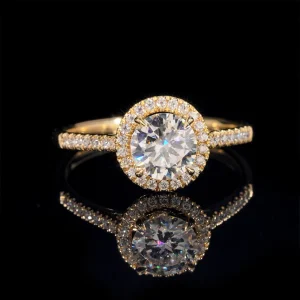 Bague de fiançailles halo pavé diamant naturel 1 CT