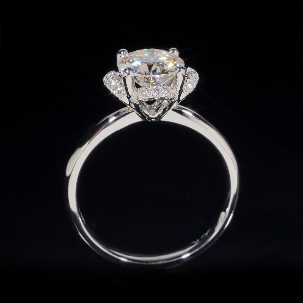 Bague de fiançailles solitaire entouré diamant moissanite 1 CT – Image 4