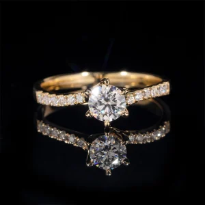 Bague de mariage solitaire pavé diamant naturel 1 CT