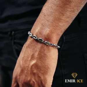 BRACELET GRAIN DE CAFÉ ARGENT