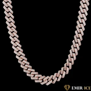 CHAINE CUBAINE PRONG LINK OR ROSE - 14MM