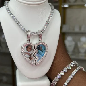 COLLIER PENDENTIF COEUR SÉPARABLE PORTE-PHOTO