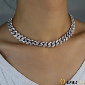 COLLIER MAILLE CUBAINE FEMME "PURE CRYSTAL" - 12MM