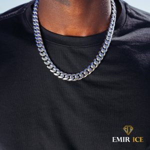 CHAINE CUBAN LINK OR BLANC - 12MM