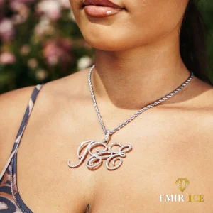 COLLIER PERSONNALISÉ PRENOM LETTRE CURSIVE OR BLANC