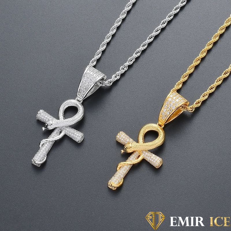 COLLIER PENDENTIF CROIX ÂNKH AVEC SERPENT™ : Symbole de longévité – Image 5