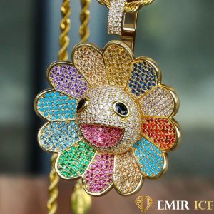 PENDENTIF SPINNER ROTATIF AVEC COLLIER EMOJI FLEUR MURAKAMI