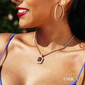 COLLIER RUBIS DIAMANT FEMME OR JAUNE
