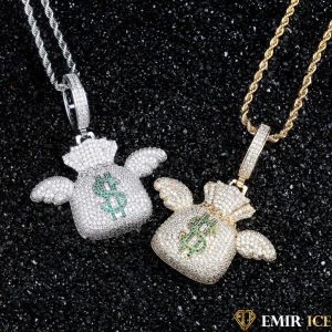COLLIER PENDENTIF SAC D'ARGENT AVEC AILES