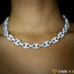 COLLIER GRAINE DE CAFÉ FEMME OR BLANC