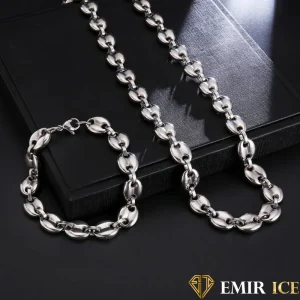 CHAINE GRAIN DE CAFÉ ARGENT
